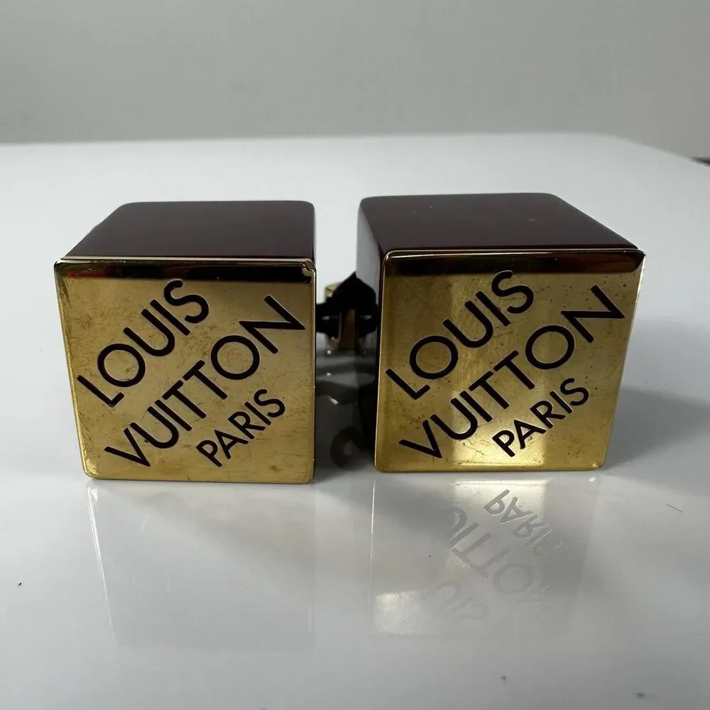 Louis Vuitton Purple Gold Cube Hair Tie With Box Authentic